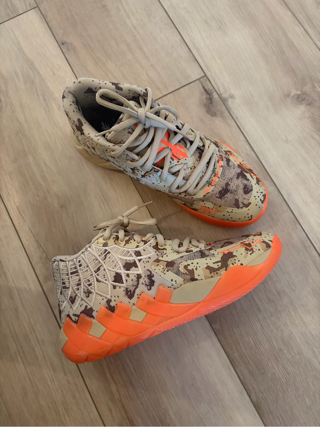 La Melo Ball Basketball Shoes - Camo + Orange